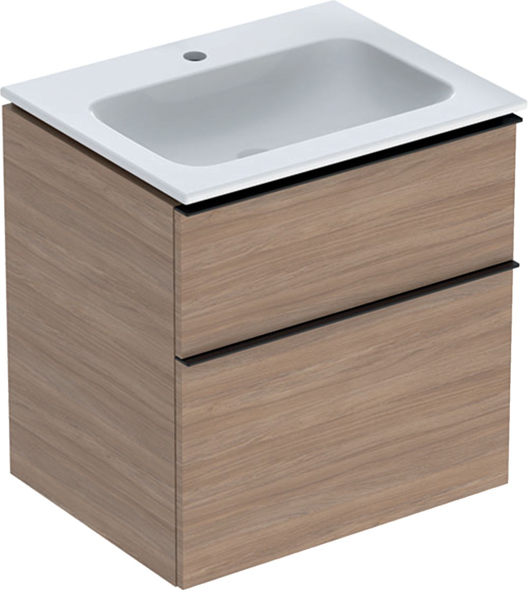 Geberit iCon Set Slim umywalka z szafką 60 cm zestaw meblowy dąb/lava mat 502.335.JH.1