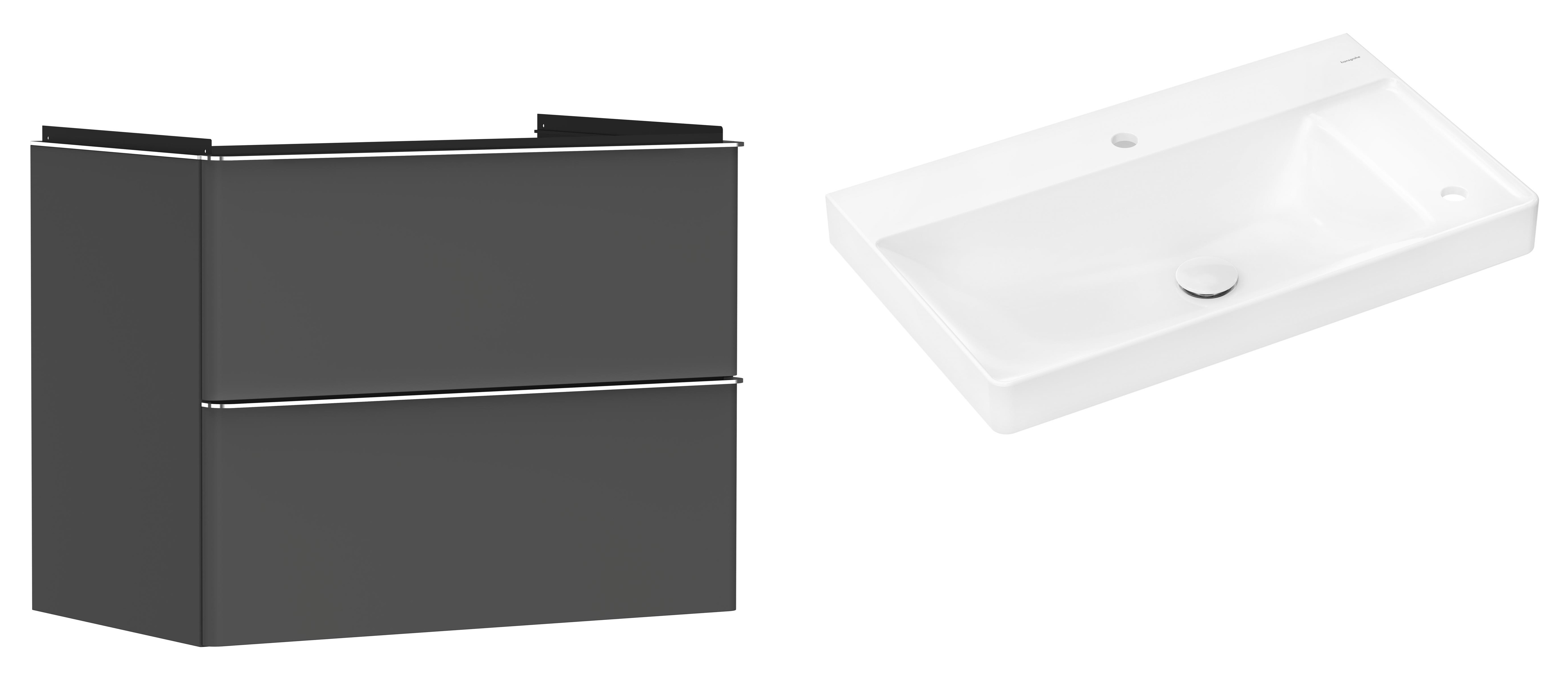 Hansgrohe Xelu Q szafka wisząca z umywalką 80x48 cm szary diament mat/chrom/biały (54028000, 61025450)