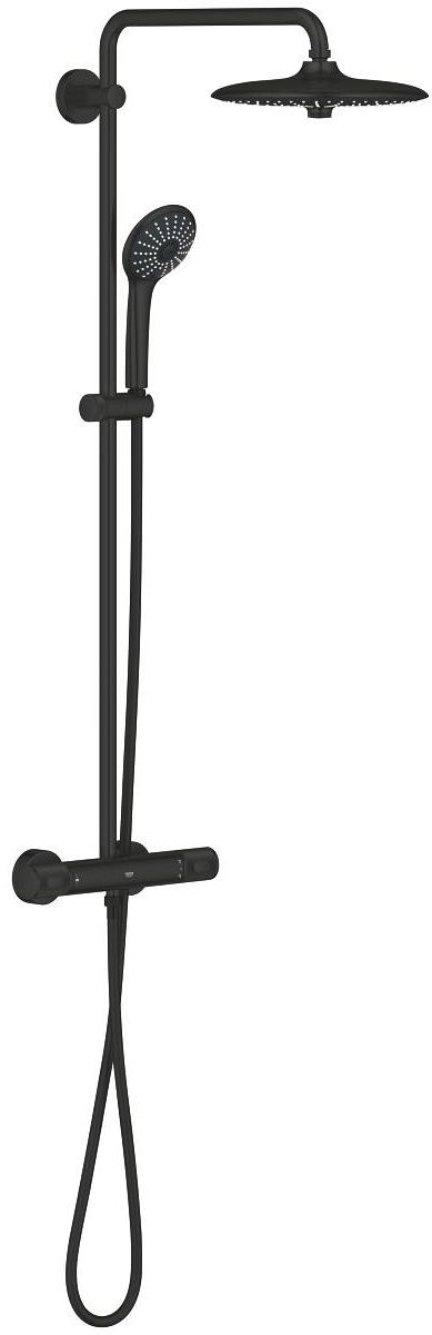 Grohe Vitalio Joy zestaw prysznicowy ścienny termostatyczny z deszczownicą czarny 264032432