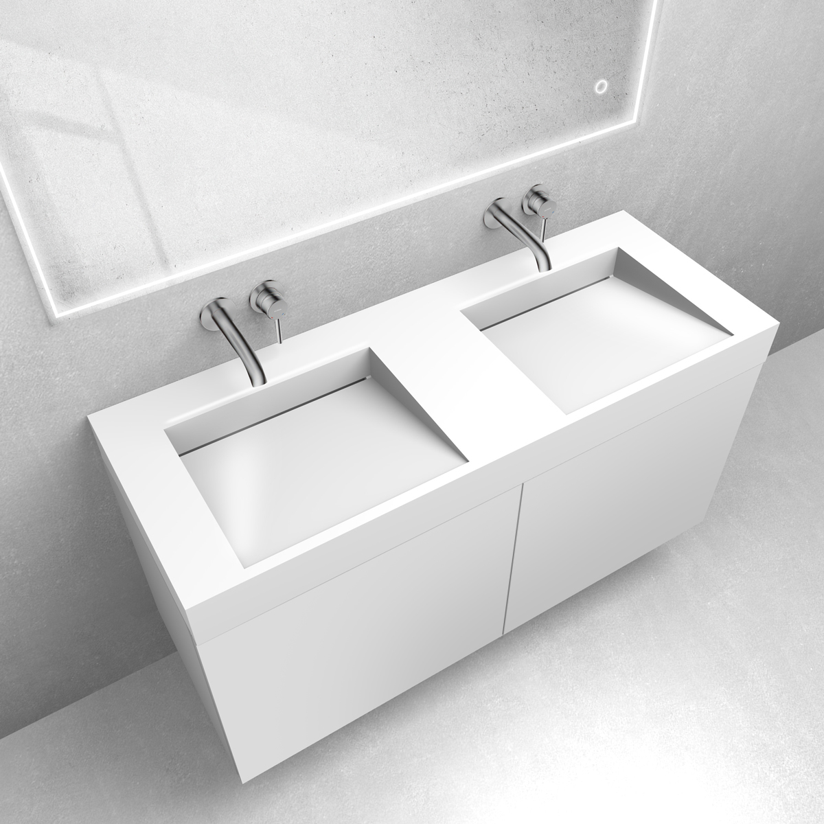 Zestaw Oltens Lun szafka podumywalkowa 120 cm z umywalką Stila LavaForm biały mat/biały połysk 68802000 - Wysyłka w 24h