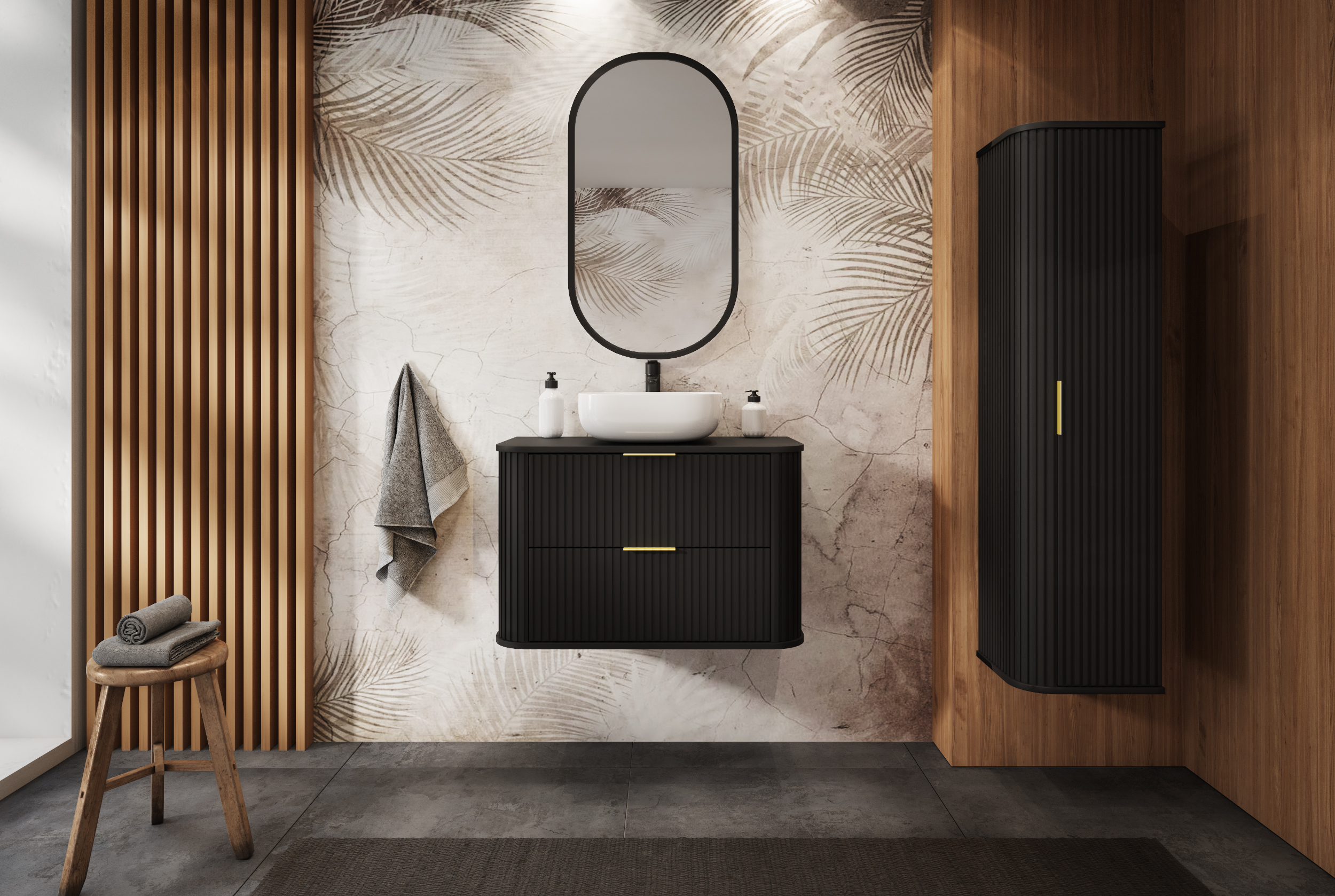 Rodan Elegance szafka z blatem 60,4x41,5x51,7 cm podumywalkowa wisząca czarna