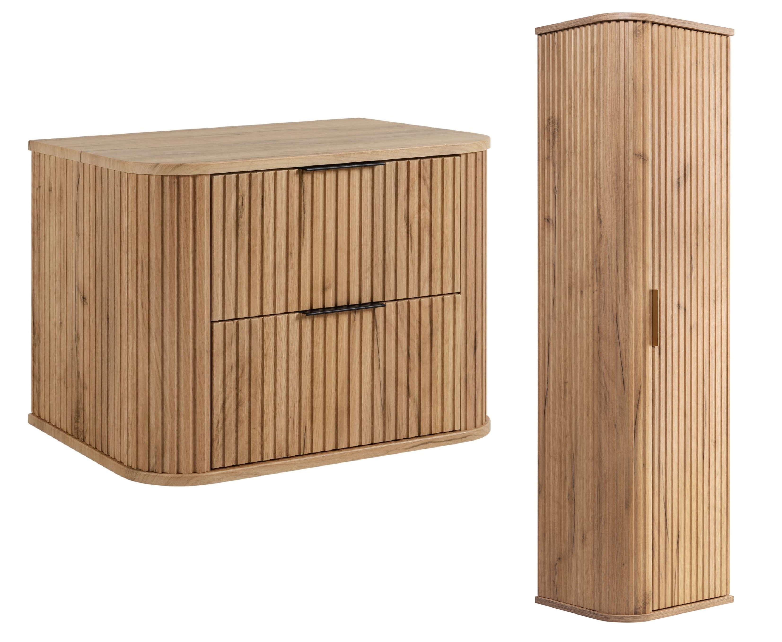 Zestaw Rodan Elegance szafka z blatem 60 cm podumywalkowa wisząca z szafką 139 cm boczną dąb (5906154453844, 5906154450645) - Wysyłka w 24h