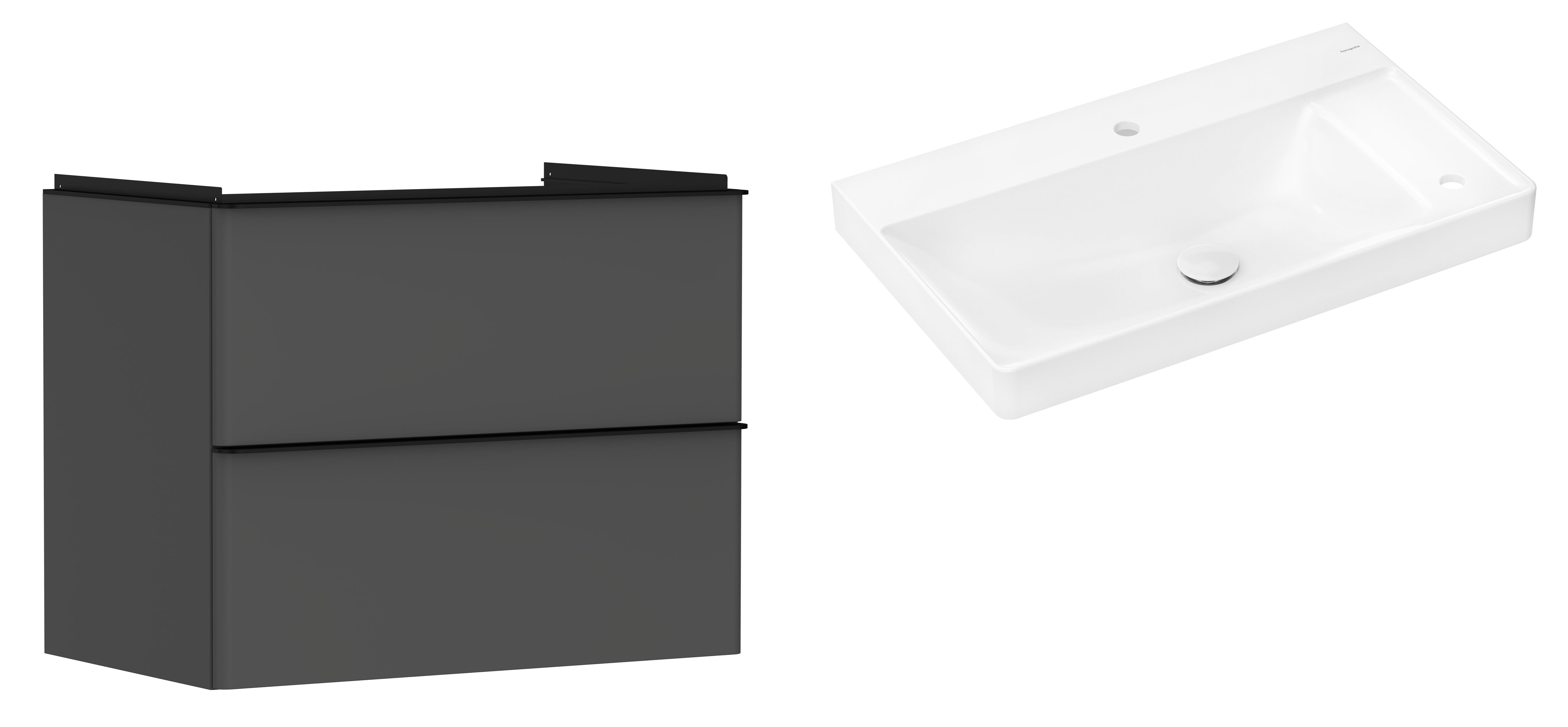 Hansgrohe Xelu Q szafka wisząca z umywalką 80x48 cm szary diament mat/czarny mat/biały (54028670, 61025450)