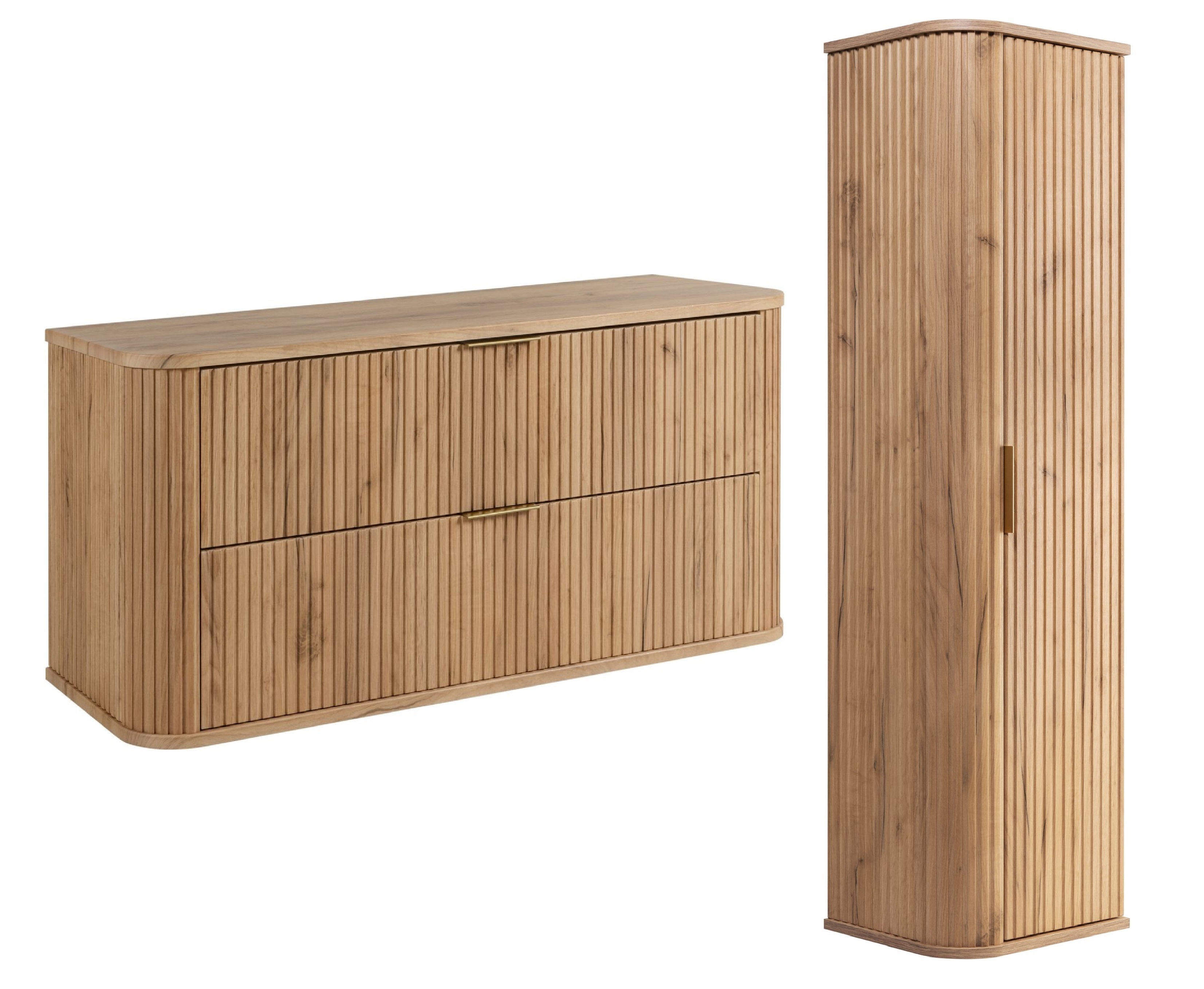 Zestaw Rodan Elegance szafka z blatem 120 cm podumywalkowa wisząca z szafką 139 cm boczną dąb (5906154453912, 5906154450645) - Wysyłka w 24h