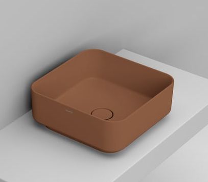 Ceramica Dolomite Noemi umywalka 40x40 cm kwadratowa nablatowa brązowy mat D311761