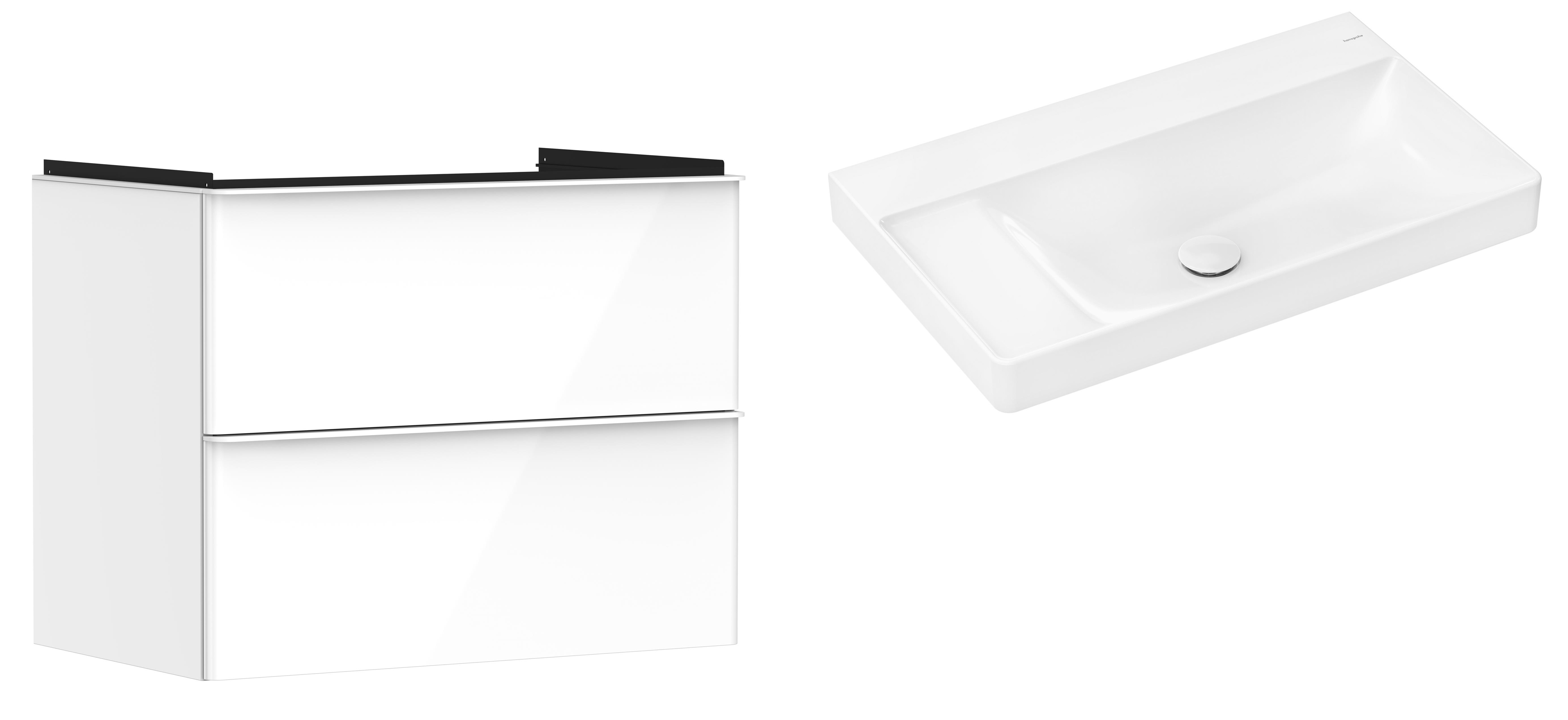 Hansgrohe Xelu Q szafka wisząca z umywalką 80x48 cm biały wysoki połysk/biały mat/biały (54027700, 61032450)