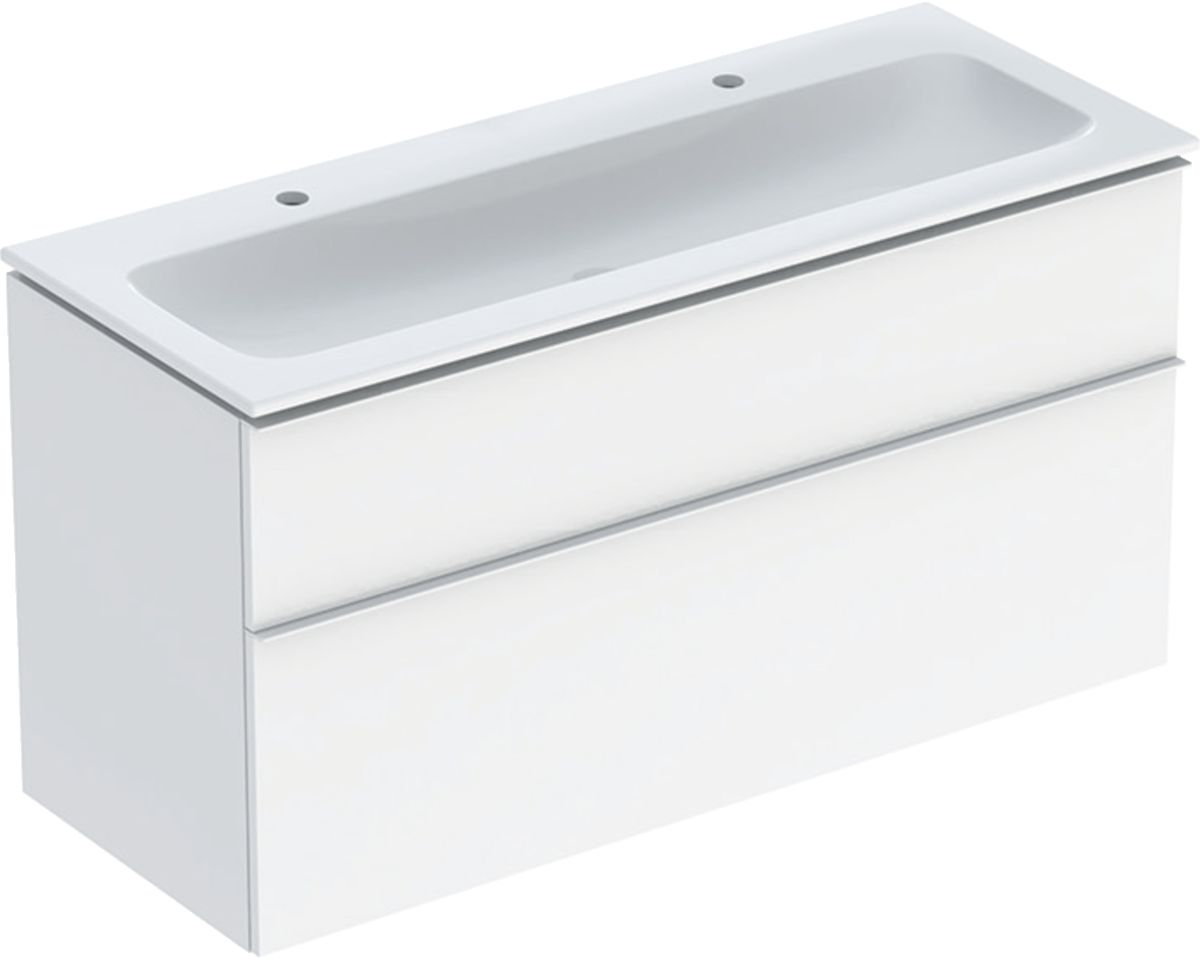 Geberit iCon Set Slim umywalka z szafką 120 cm zestaw meblowy KeraTect biały połysk/biały mat 502.334.01.1
