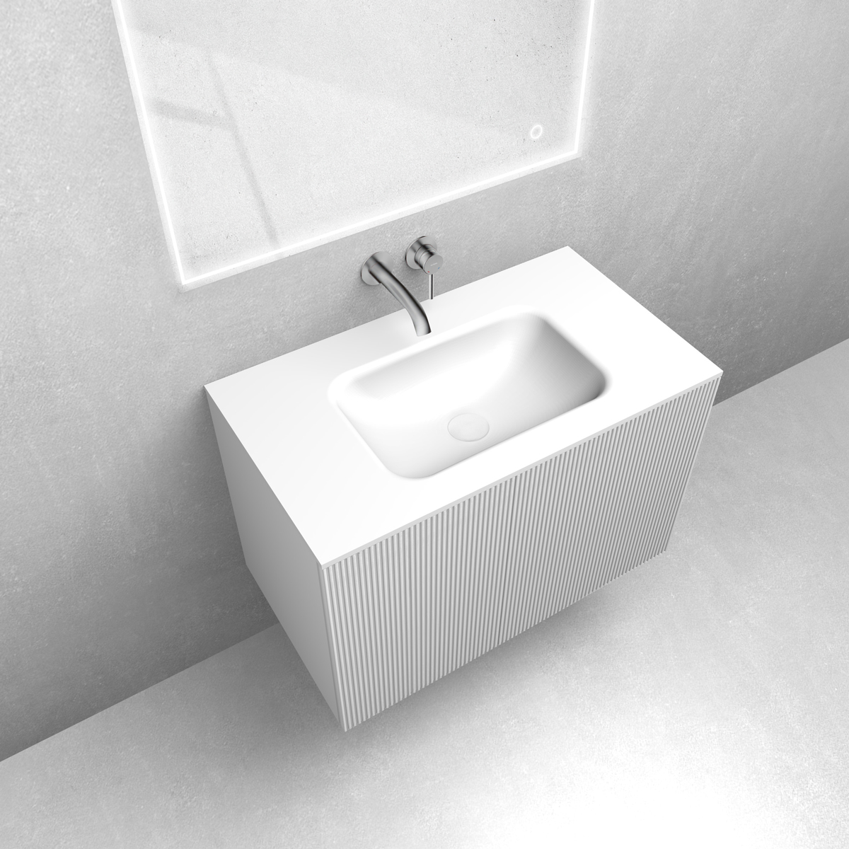 Zestaw Oltens Lun szafka podumywalkowa 80 cm z umywalką Kalla LavaForm biały mat/biały połysk 68772000 - Wysyłka w 24h
