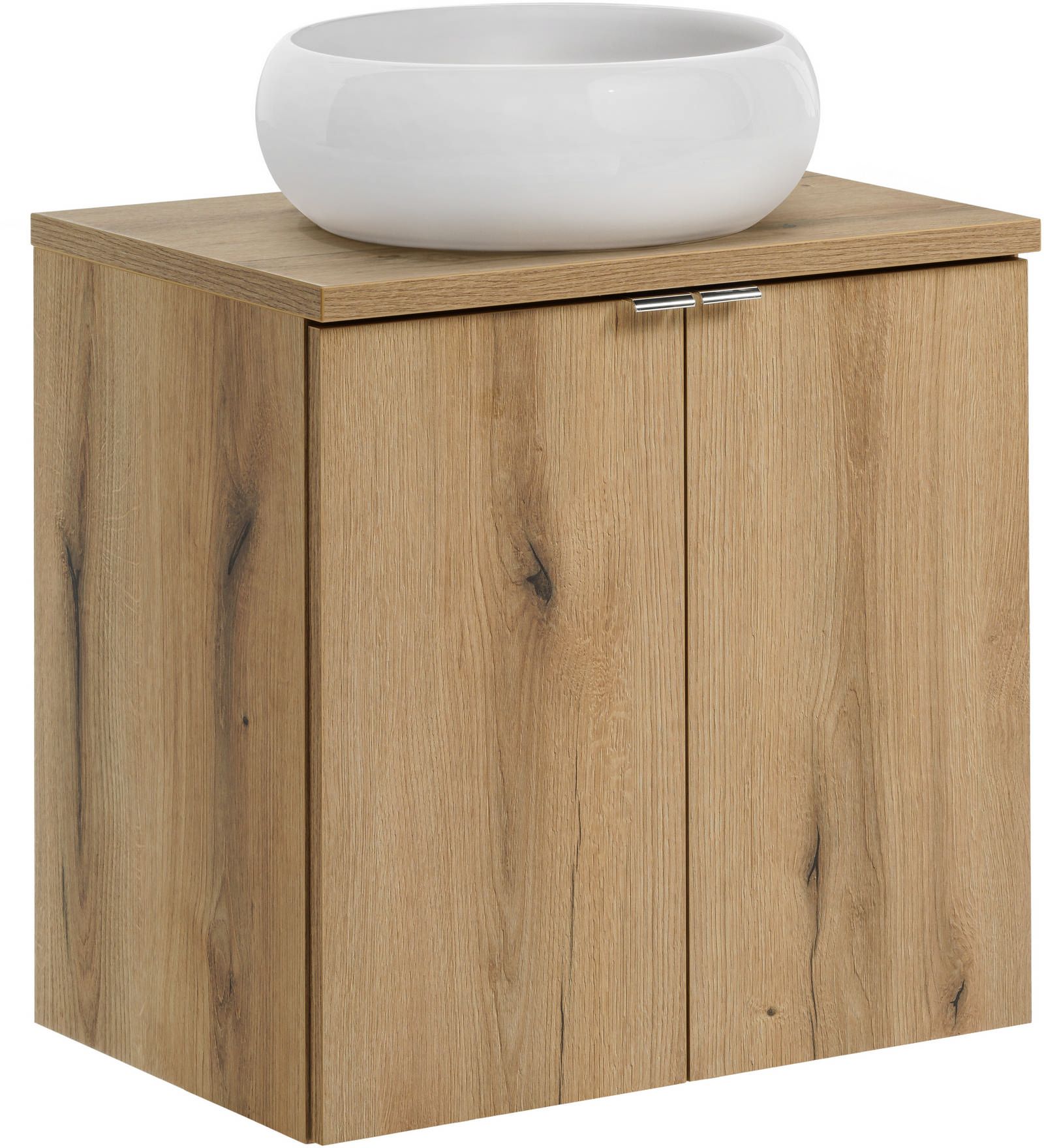 Zestaw Comad Nova Oak szafka z blatem 60 cm wisząca dąb i umywalka Wiki 36x36 cm biała SET-NOA B OAK 60CM D UN WIKI SW - Wysyłka w 24h