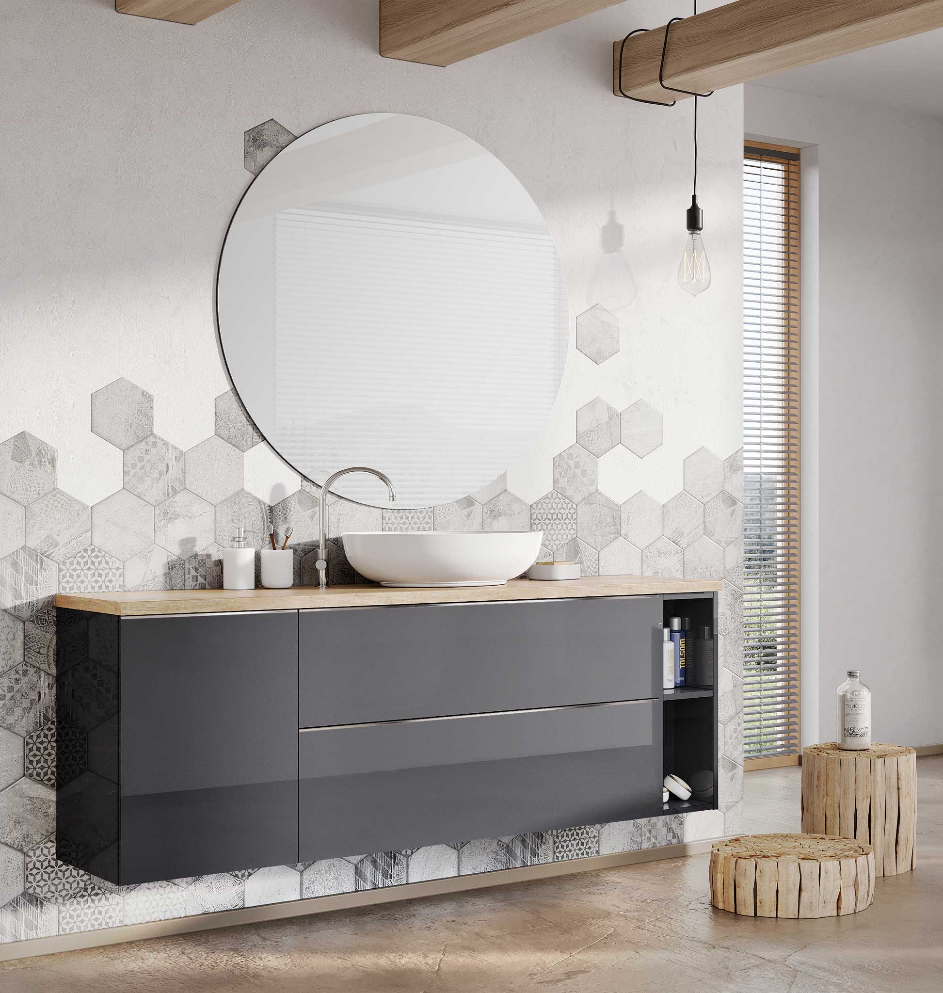 Elita Look szafka 40x44,9x63,5 cm boczna wisząca antracyt RE080402026610 - Wysyłka w 24h