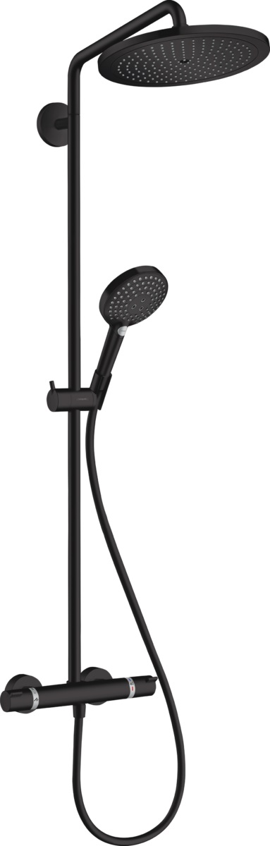 Hansgrohe Croma Select S zestaw prysznicowy ścienny termostatyczny z deszczownicą EcoSmart czarny mat 26891670