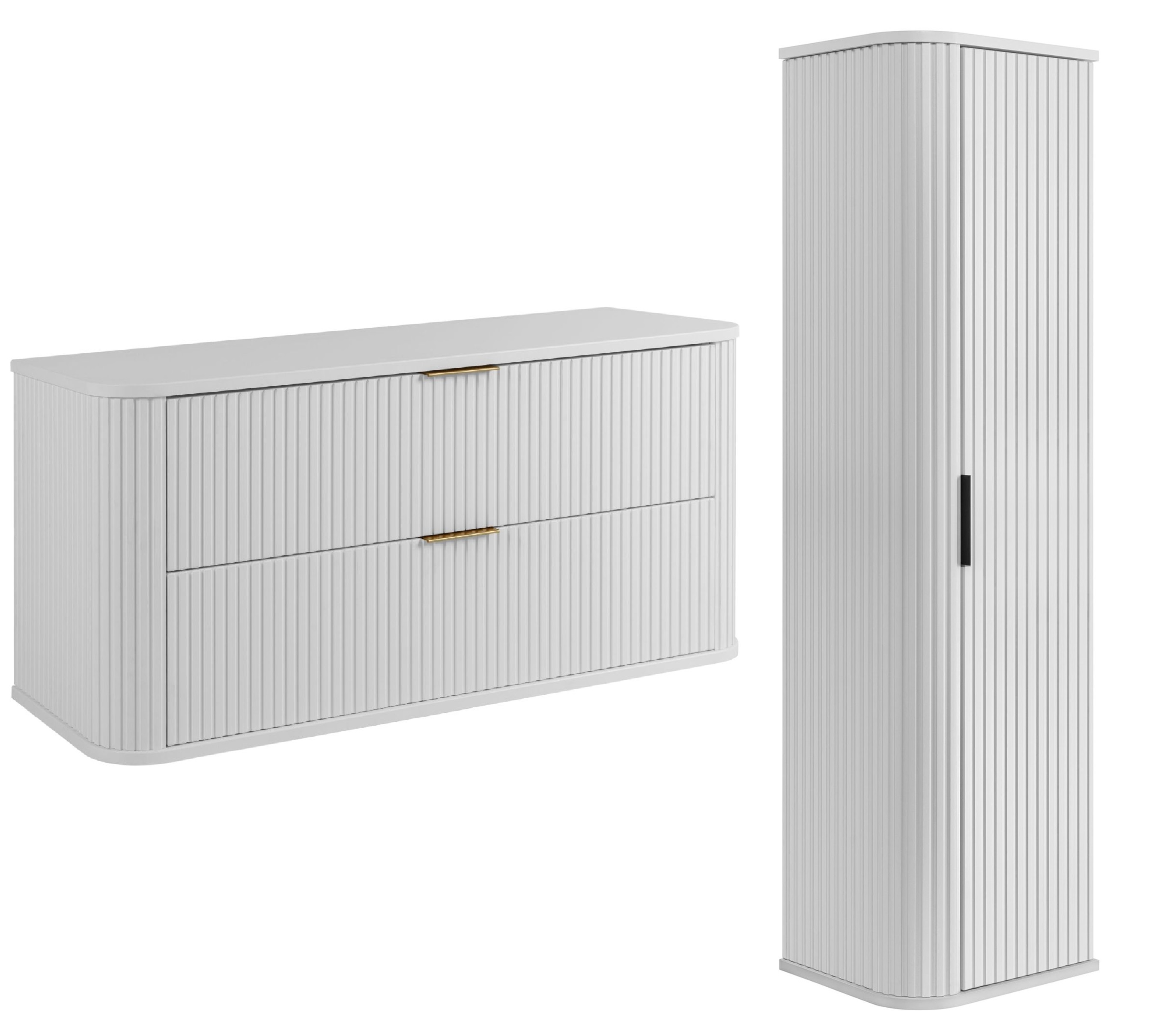 Zestaw Rodan Elegance szafka z blatem 120 cm podumywalkowa wisząca z szafką 139 cm boczną biały (5906154453899, 5906154451758) - Wysyłka w 24h