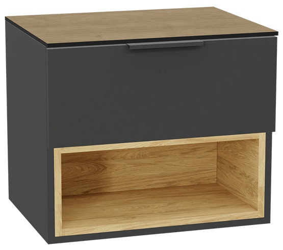 Zestaw Excellent Tuto 2.0 szafka 60 cm podumywalkowa wisząca z blatem szary-dąb MLEX.2171.K.60.02BL.GRGR
