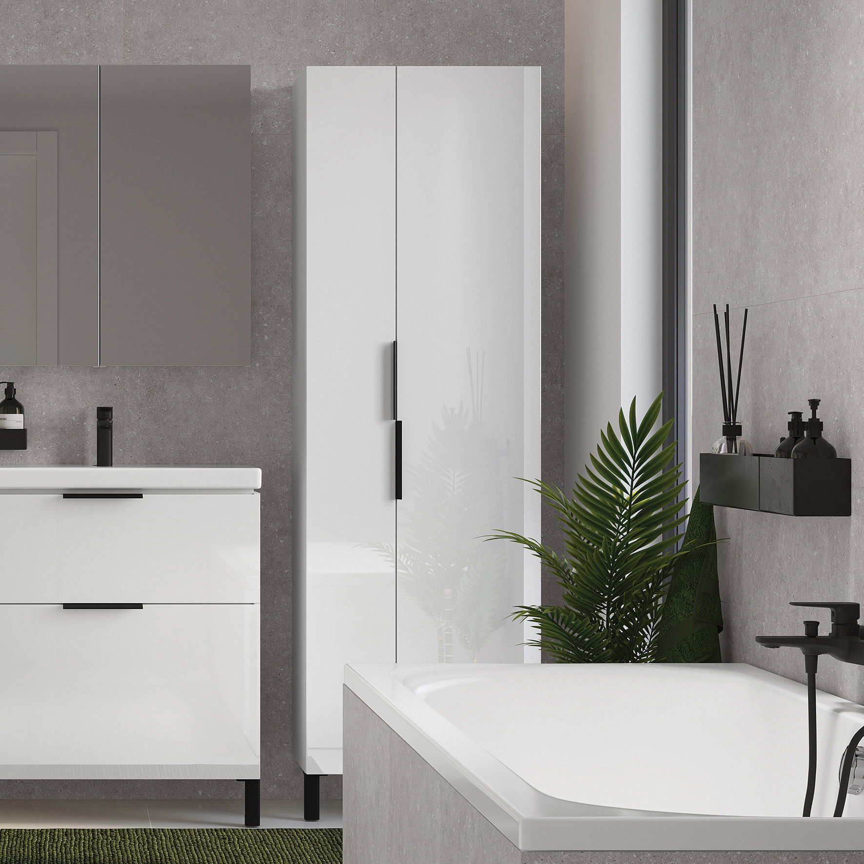 Cersanit City szafka boczna 180 cm wysoka wisząca biały połysk S584-019-DSM - Wysyłka w 24h