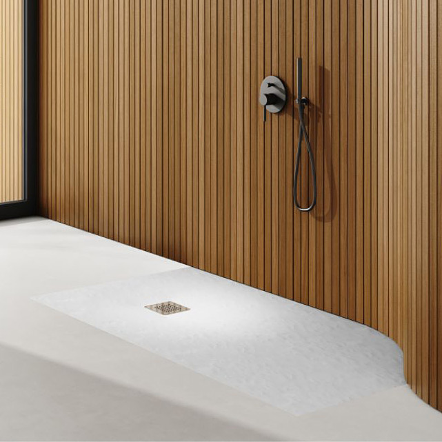 Schedpol Kalait White Stone brodzik prostokątny z maskownicą 140x100 cm biały 3.3127/B/ST-M2