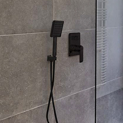 Invena Siros Black zestaw prysznicowy podtynkowy z deszczownicą czarny BS-90-011