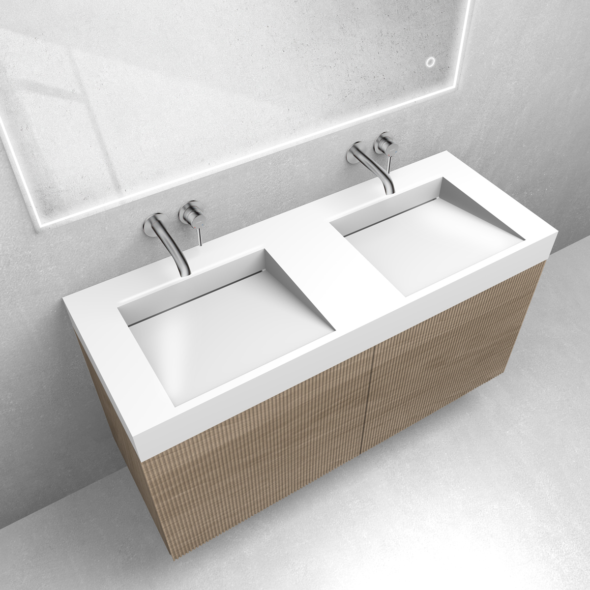 Zestaw Oltens Lun szafka podumywalkowa 120 cm z umywalką Stila LavaForm dąb/biały połysk 68794060 - Wysyłka w 24h