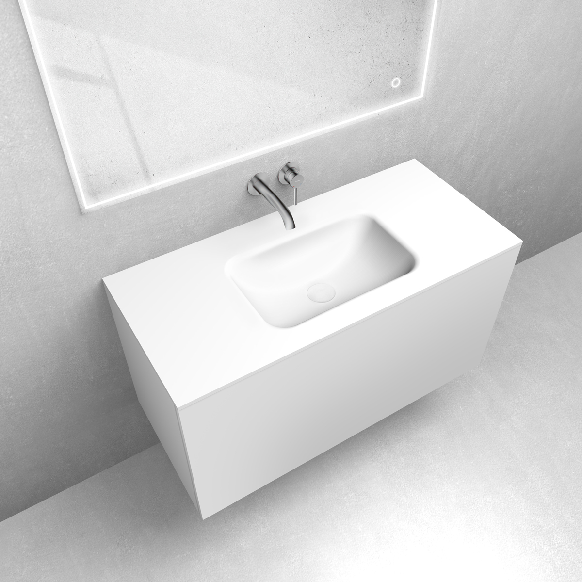 Zestaw Oltens Lun szafka podumywalkowa 100 cm z umywalką Kalla LavaForm biały mat 68785000 - Wysyłka w 24h