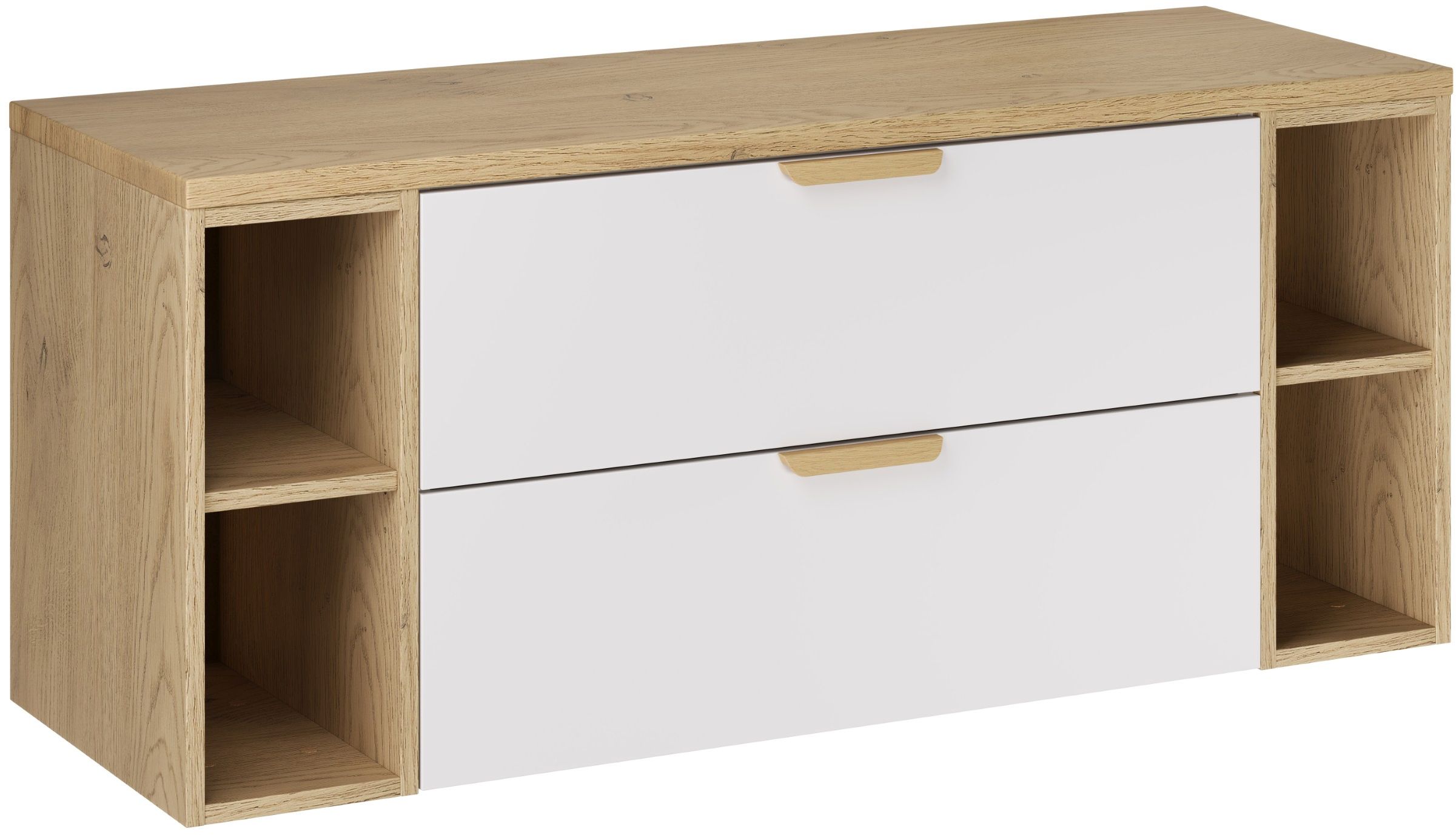 Zestaw Comad Aster White szafka 80 cm podumywalkowa wisząca z blatem 120 cm i dwa regały 20 cm otwarte biały/dąb SET-ASW B CREMONA ...