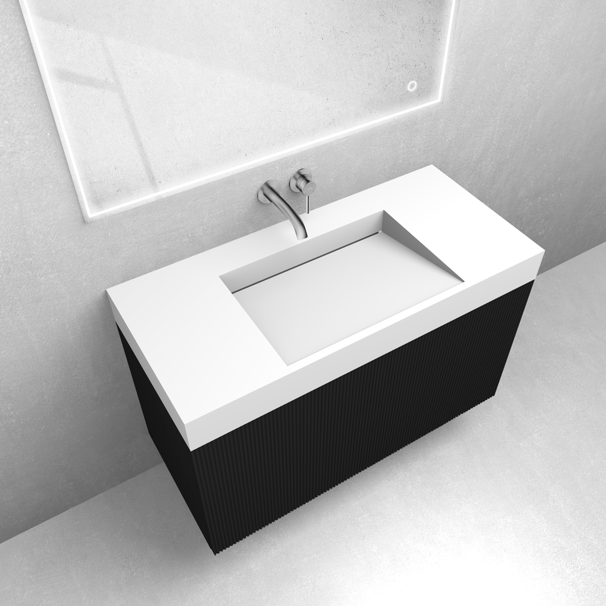 Zestaw Oltens Lun szafka podumywalkowa 100 cm z umywalką Stila LavaForm czarny mat/biały mat 68793300 - Wysyłka w 24h
