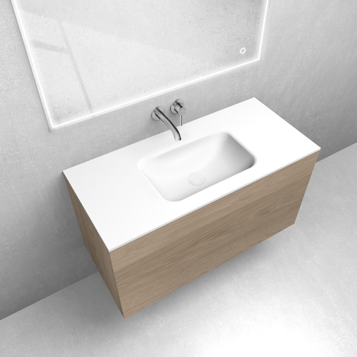 Zestaw Oltens Lun szafka podumywalkowa 100 cm z umywalką Kalla LavaForm dąb/biały mat 68785060 - Wysyłka w 24h