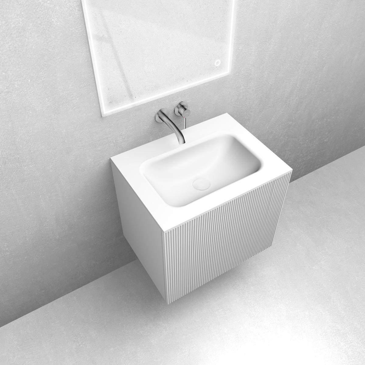 Zestaw Oltens Lun szafka podumywalkowa 60 cm z umywalką Kalla LavaForm biały mat 68771000 - Wysyłka w 24h
