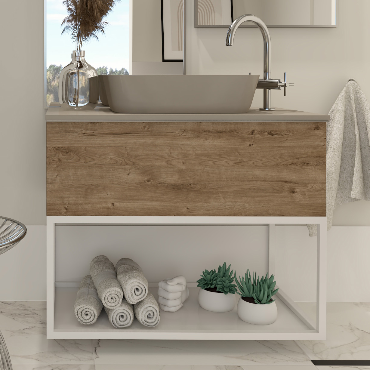Elita Look szafka 80x44,9x28,1 cm podumywalkowa wisząca dąb canela RE010803027050