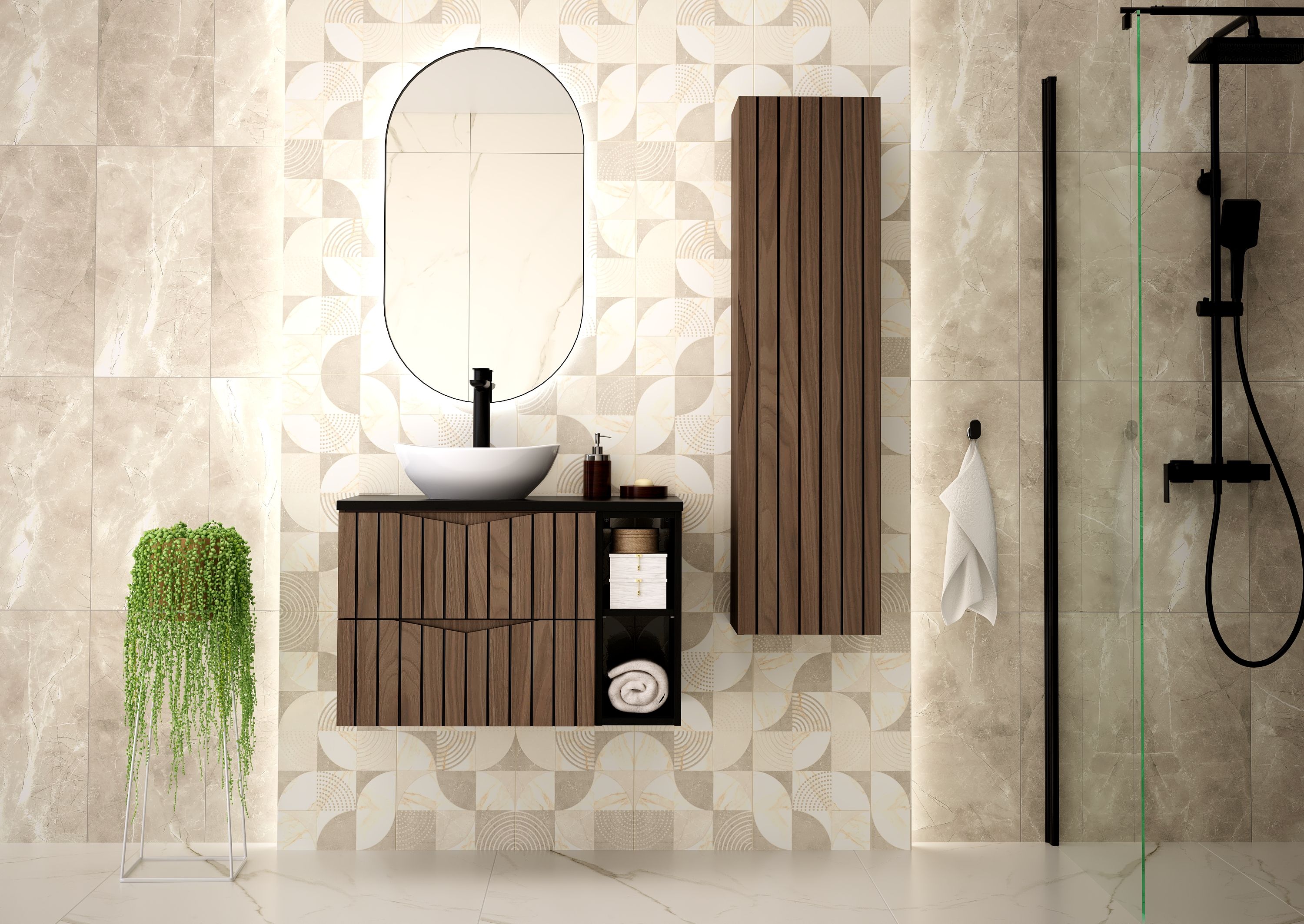 Megstyl Stella szafka 60x45,8x50 cm podumywalkowa wisząca orzech 2538
