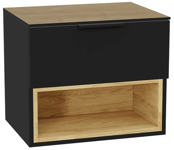 Zestaw Excellent Tuto 2.0 szafka 60 cm podumywalkowa wisząca z blatem czarny-dąb MLEX.2171.K.60.02BL.BKBK