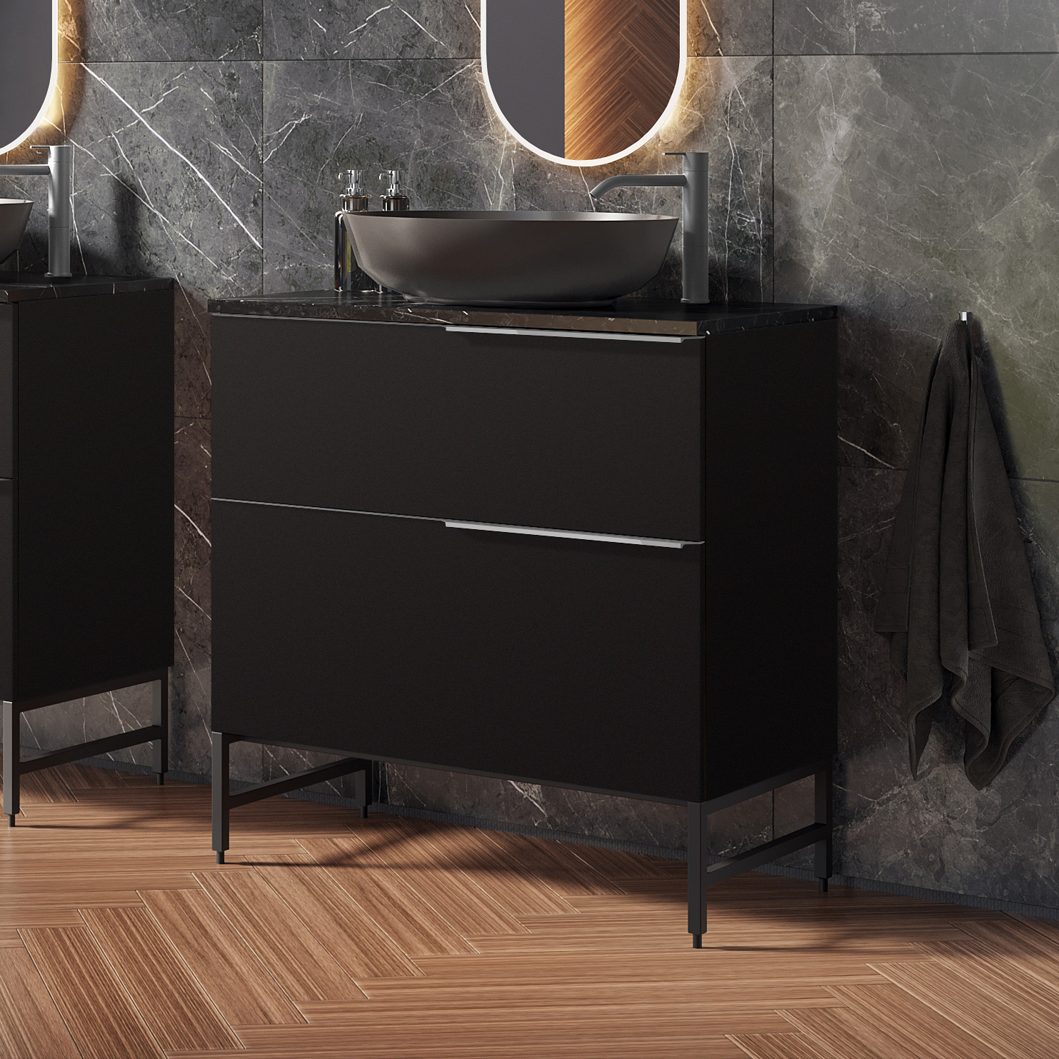 Elita Look szafka 80x44,9x63,5 cm podumywalkowa wisząca black matt RE080801027160