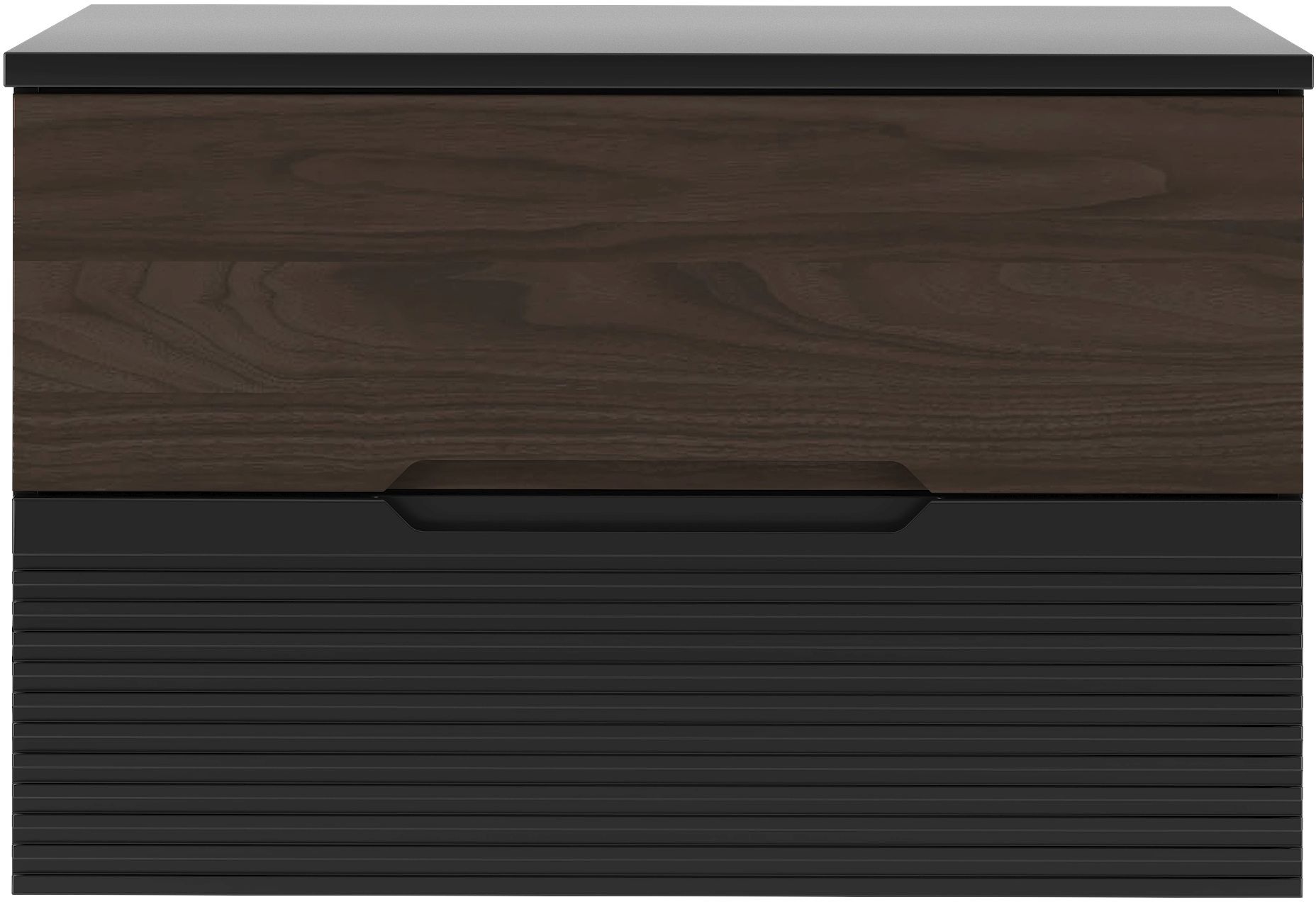 Zestaw Megstyl Avella szafka 80x45,8x50 cm podumywalkowa wisząca czarna-orzech z blatem czarnym (2040, 2586) - Wysyłka w 24h