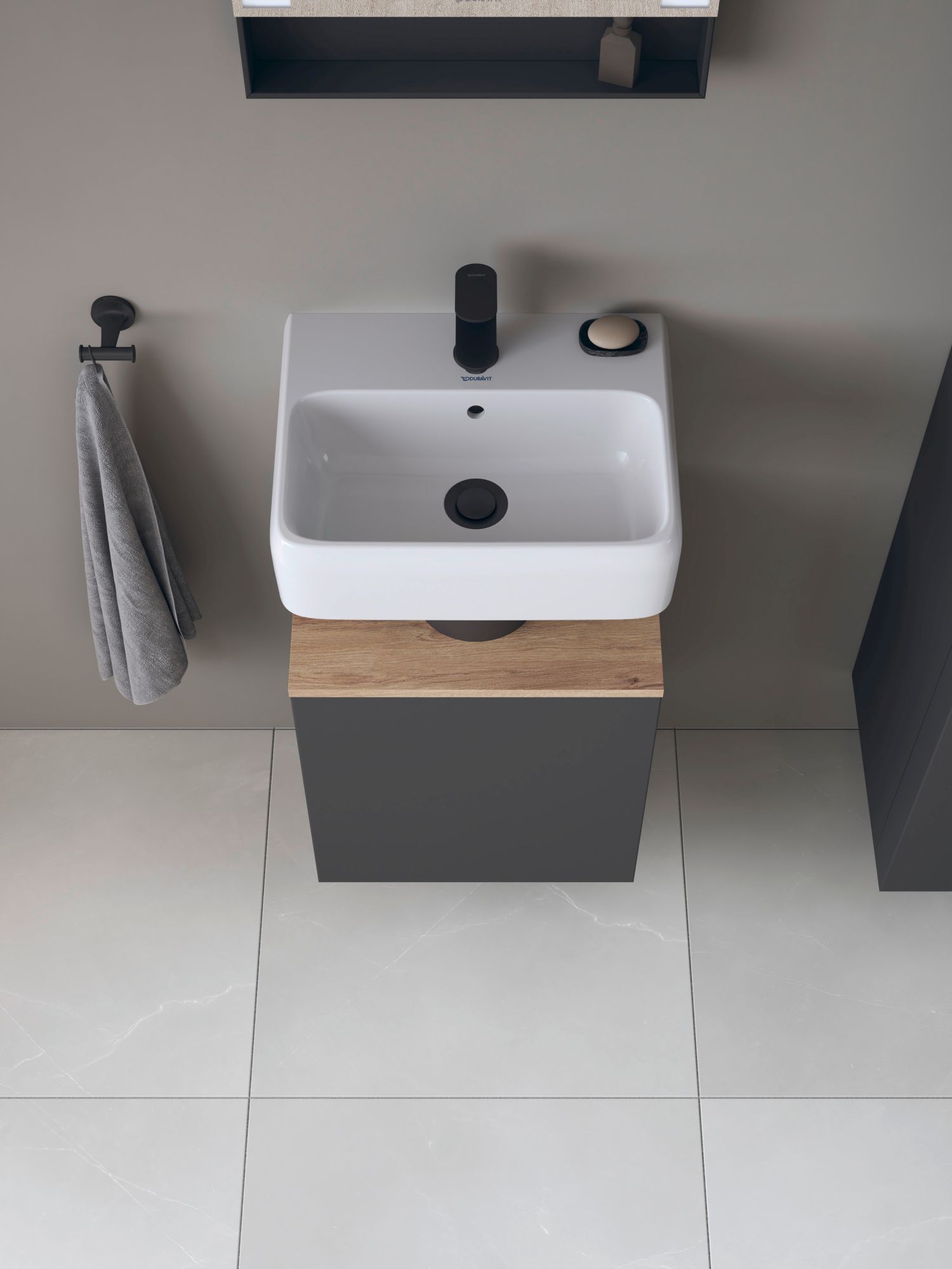 Duravit Qatego szafka 44 cm podumywalkowa wisząca grafit mat/dąb QA4076R55490000