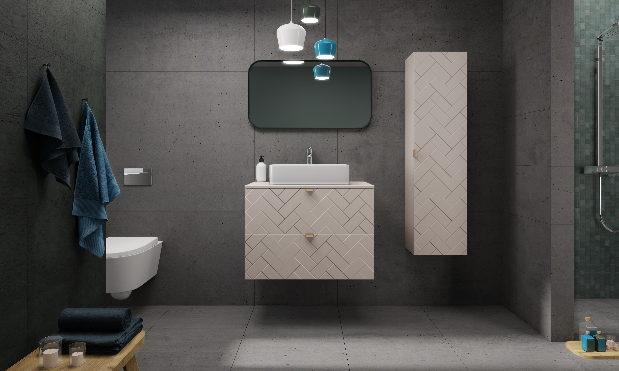 Rodan Trend szafka 80x46x60,7 cm podumywalkowa wisząca beżowa - Wysyłka w 24h