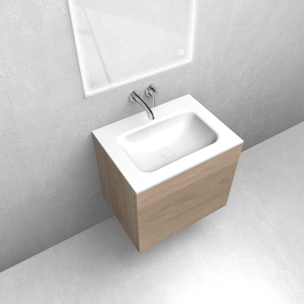 Zestaw Oltens Lun szafka podumywalkowa 60 cm z umywalką Kalla LavaForm dąb/biały połysk 68780060 - Wysyłka w 24h