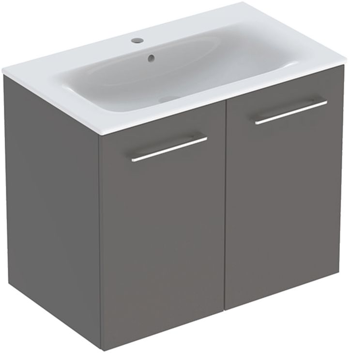 Geberit Selnova Square Slim umywalka z szafką 80 cm zestaw meblowy lava mat 501.257.00.1