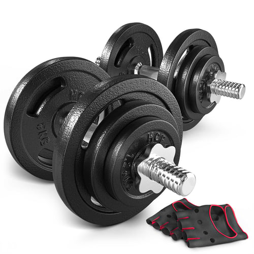 Hantle żeliwne strong Hop-Sport 2x20kg z rękawiczkami