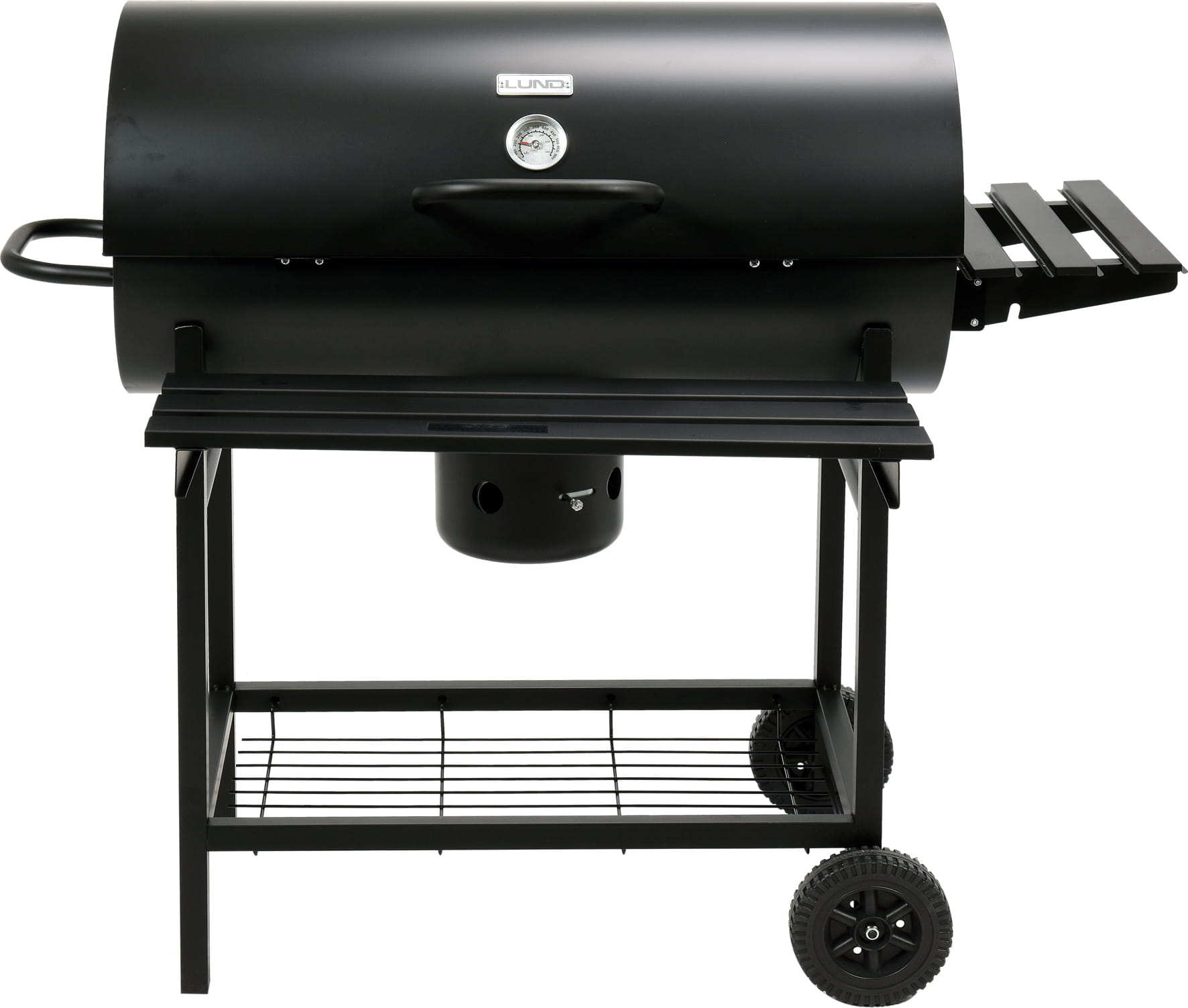 Grill ogrodowy z pokrywą i popielnikiem