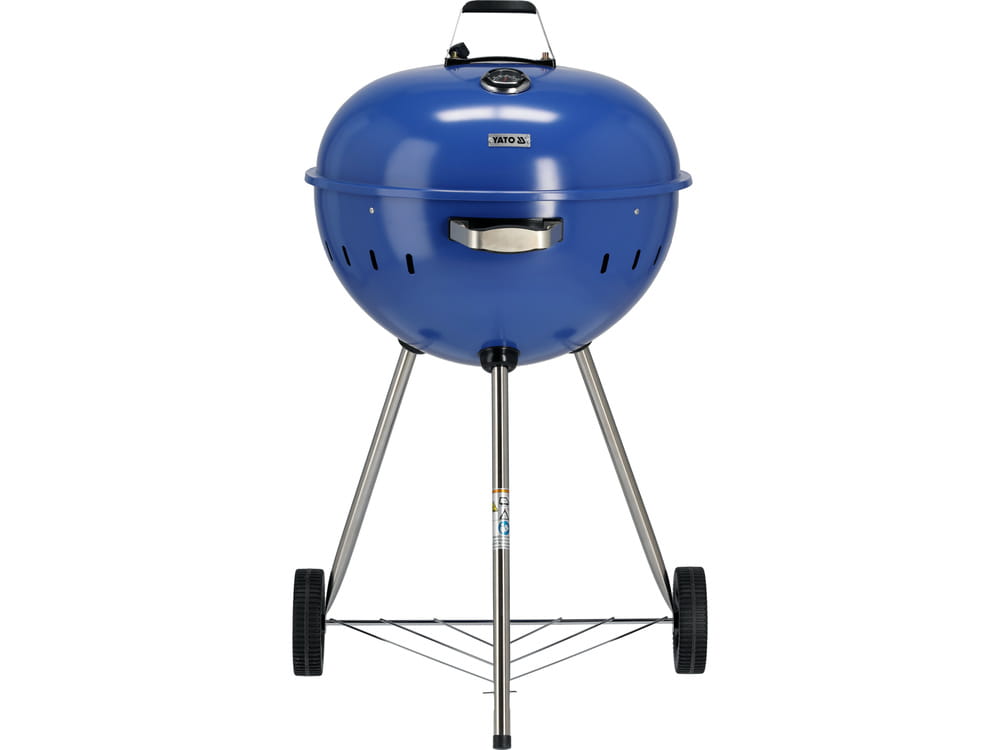Grill ogrodowy 54 cm z pokrywą i rusztem węglowym, niebieski | YG-20302