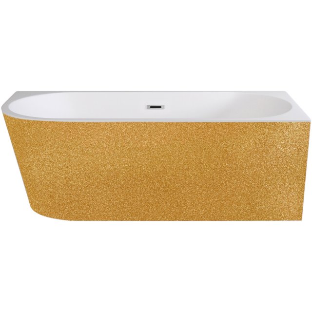 BESCO Wanna wolnostojąca ZOYA GLAM ZŁOTA 150x75 cm prawa syfon z prze