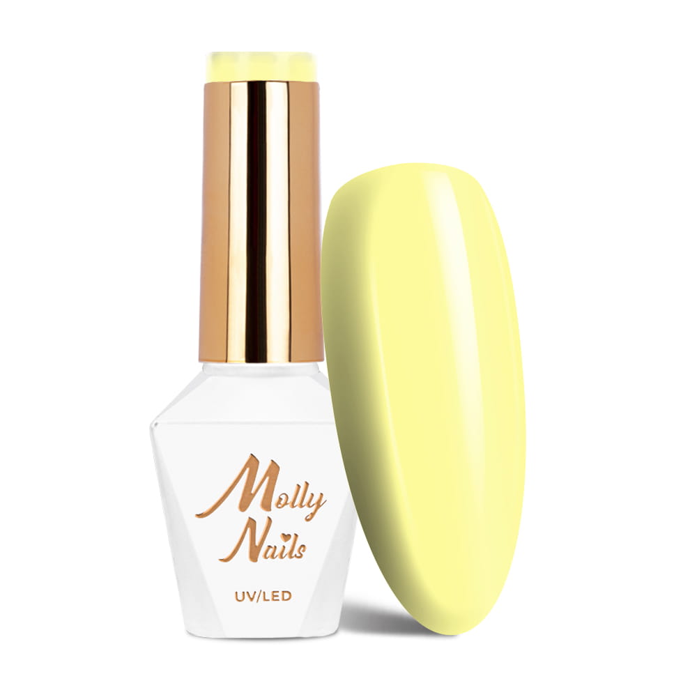Lakier hybrydowy LED/UV Gel Polish Molly Nails Yoghurt Nr 125 Citrine Cake HEMA/Di-HEMA Free 8g