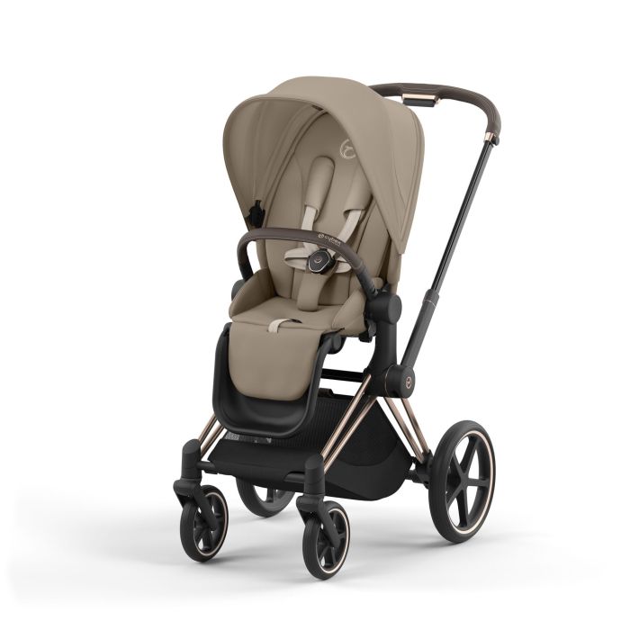 Cybex Priam 4.0 - wózek spacerowy-Cozy Beige-Chrome z brązową rączką