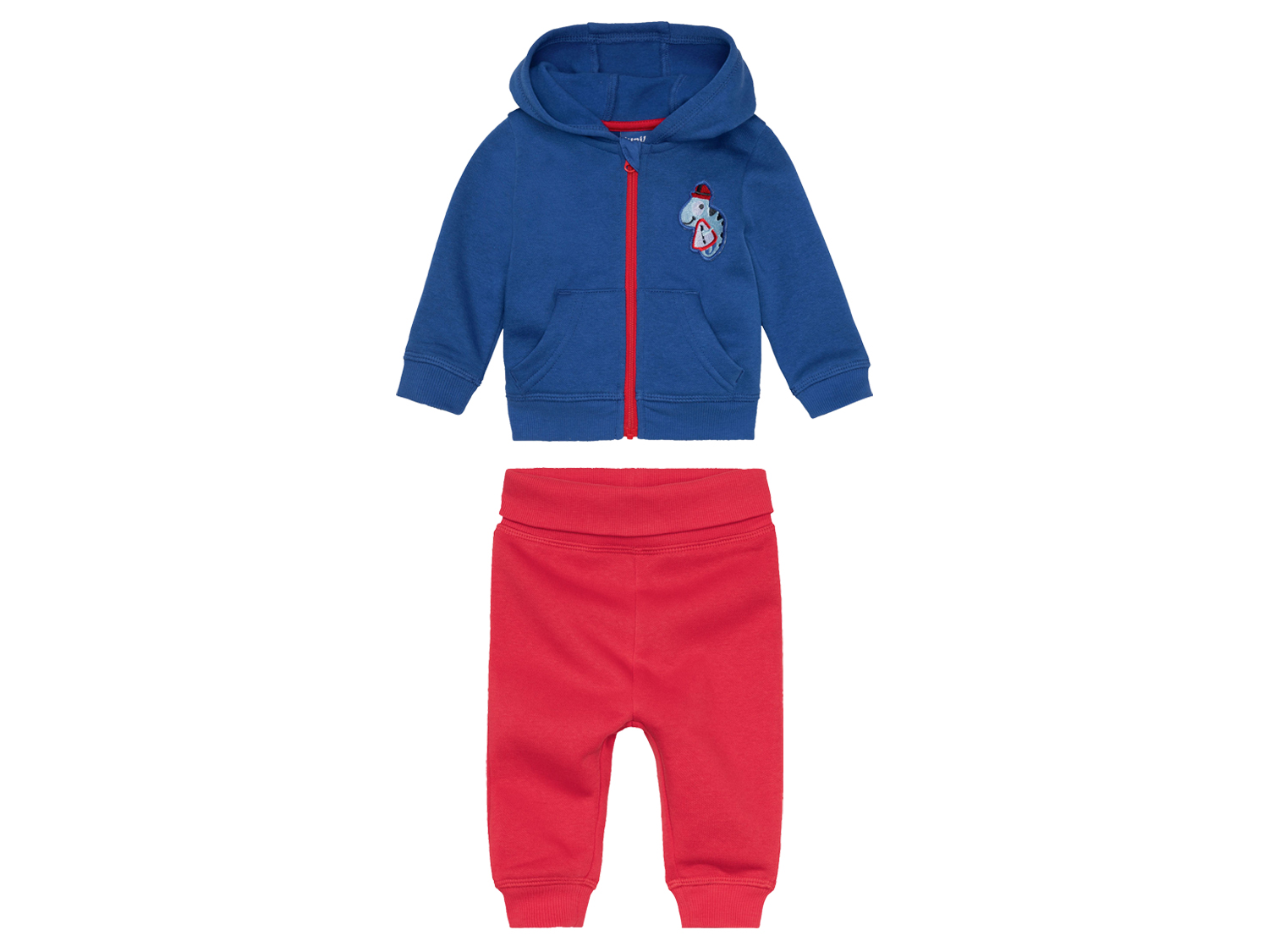 lupilu Dres niemowlęcy dla chłopca bluza + spodnie Niebieski/czerwony, 74/80