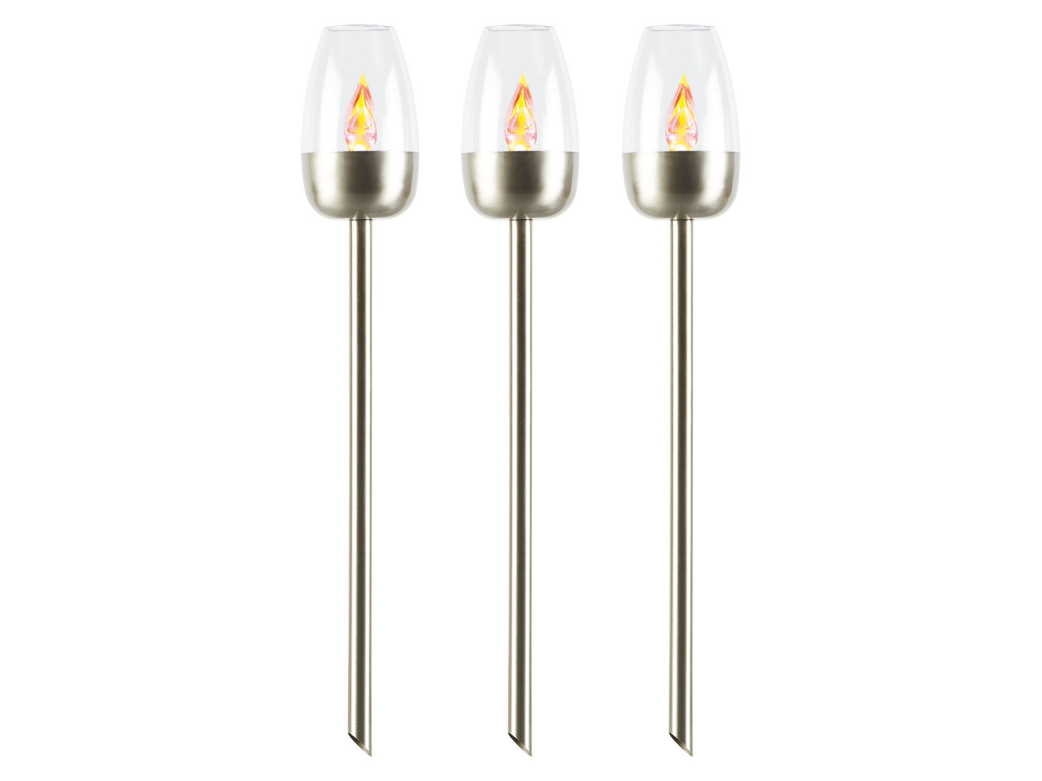 Livarno home Lampa lub Zestaw lampek solarnych Led, z efektem migotania Zestaw 3 pochodni solarnych