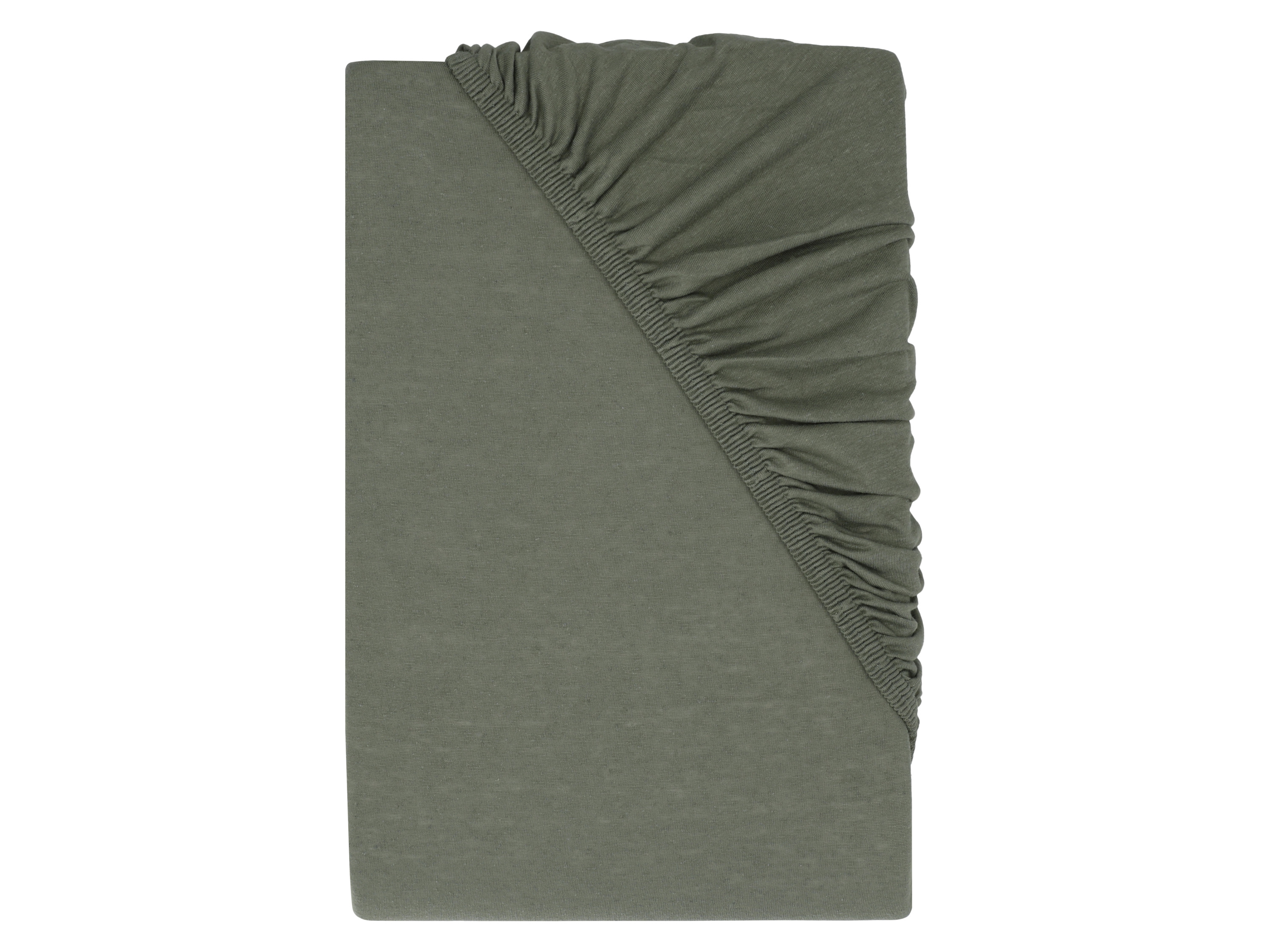 Livarno Prześcieradło z gumką z lnem, 180 - 200 x 200 cm Zielony