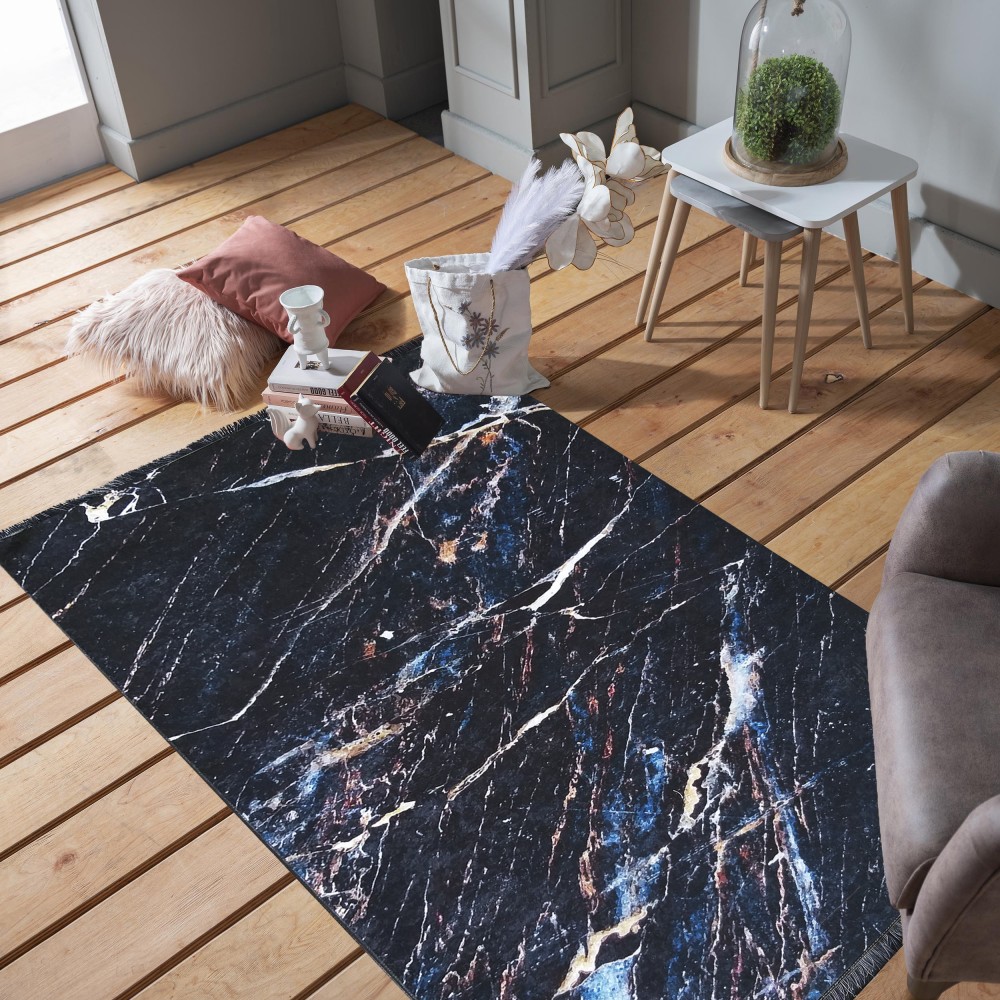 Dywan - 160 x 220 cm - Czarny, złoty, granatowy - Nowoczesny - Dywanopol