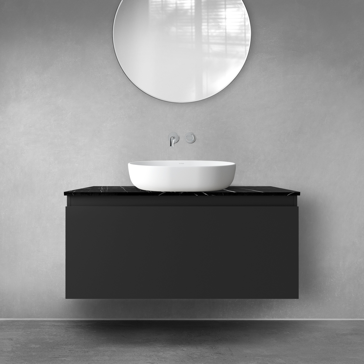 Darmowa Dostawa - Szafka z blatem 100x45.6x48.6 cm podumywalkowa wisząca czarna Oltens Vernal 68720300