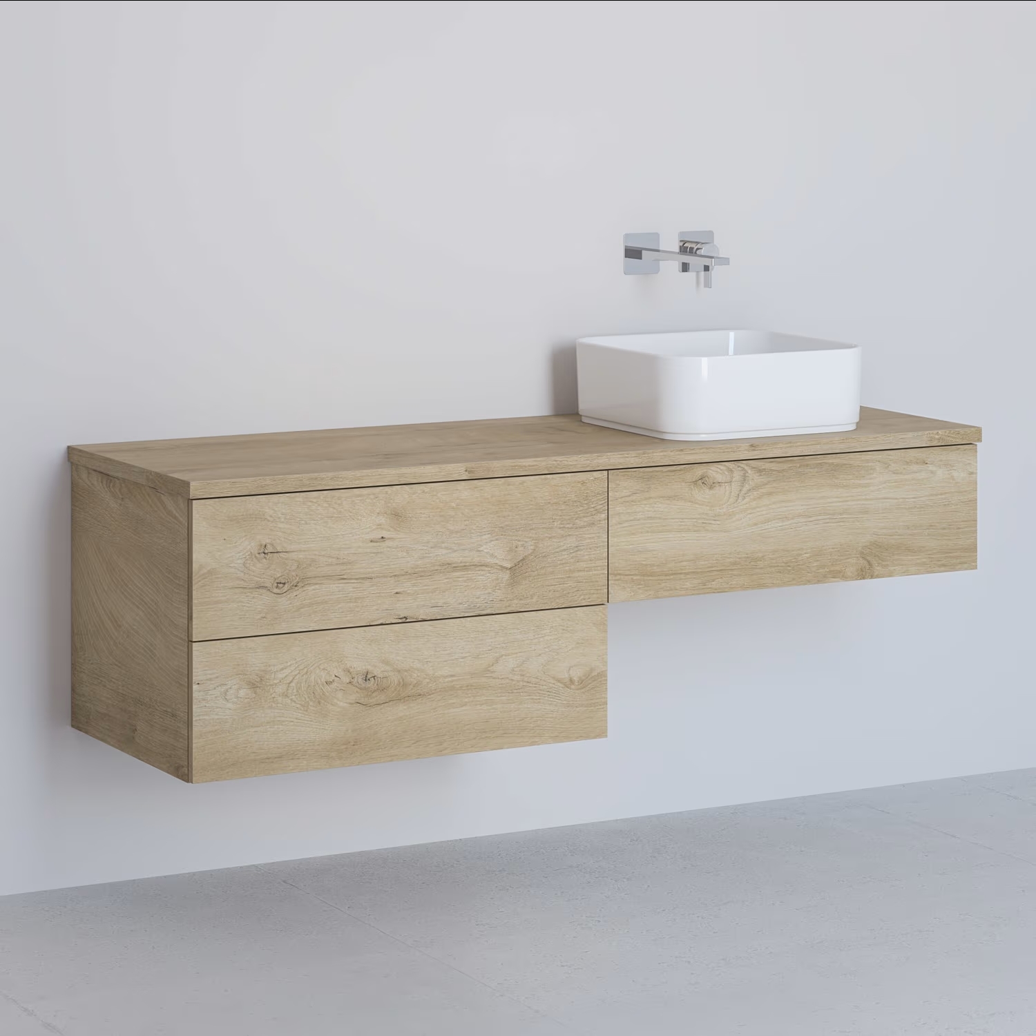 Darmowa Dostawa - Szafka z blatem 141x48.7x44.5 cm podumywalkowa wisząca dąb Kronenbach Cube KBWTKOWTL1413GH