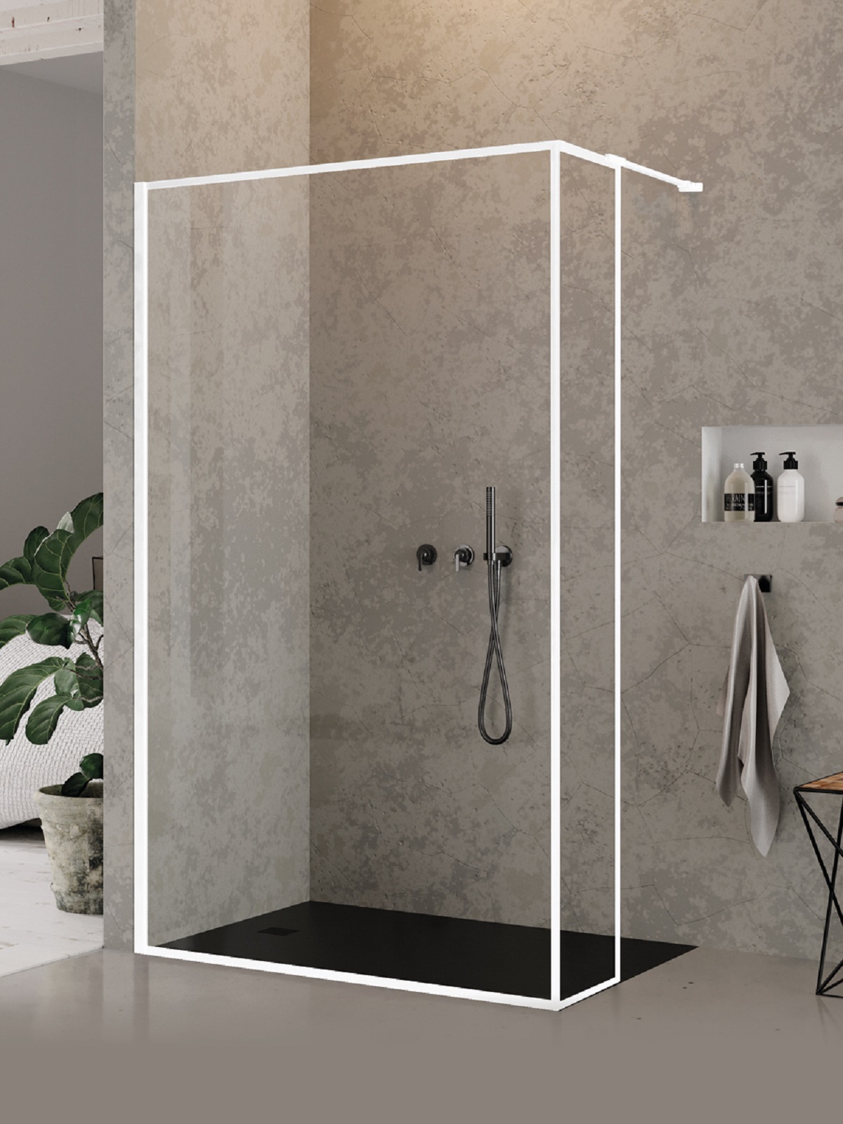 Darmowa Dostawa - Ścianka prysznicowa walk-in 80 cm biały mat/szkło przezroczyste New Trendy New Modus White EXK2247
