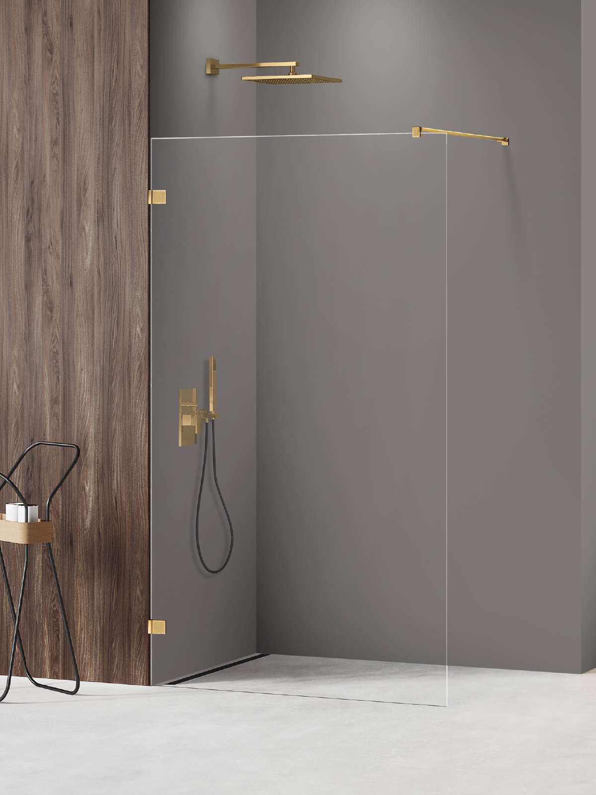 Darmowa Dostawa - Ścianka prysznicowa walk-in 90 cm złoty połysk/szkło przezroczyste New Trendy Avexa Gold Shine XR EXK6978