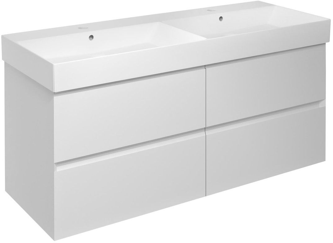Darmowa Dostawa - Szafka 118x43x51.5 cm podumywalkowa wisząca biała Sapho Filena FID1212W